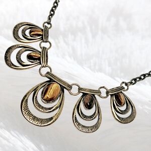 Lia Sophia - Gold Tone Necklace with Tiger Eye Gemstones